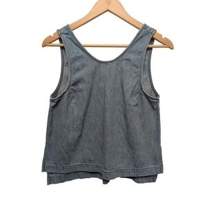 Ilana Kohn Roxey Tank Top Shirt Denim Blue 100% Cotton Made in USA Laganlook